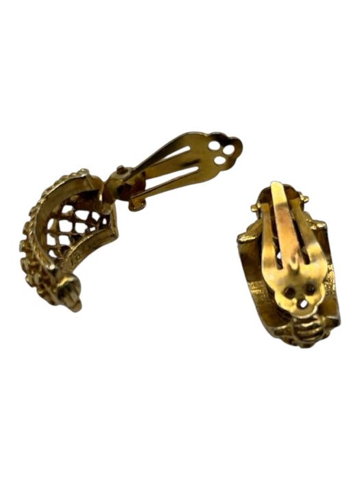 Gold 925 Silver Gold Tone Cable Detail Clip On Earrings Gold