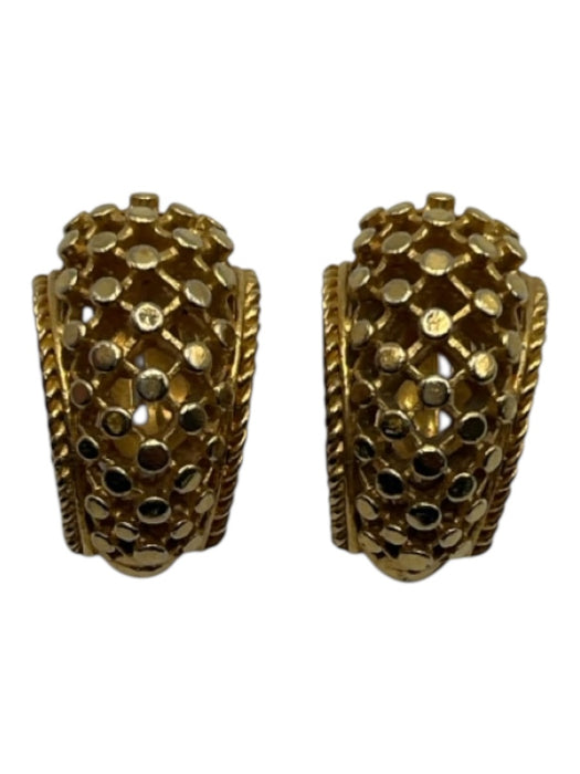 Gold 925 Silver Gold Tone Cable Detail Clip On Earrings Gold