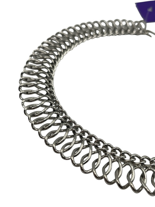 Silver Silver Tone Metal Woven Lattice Hook & Eye Choker Necklace Silver