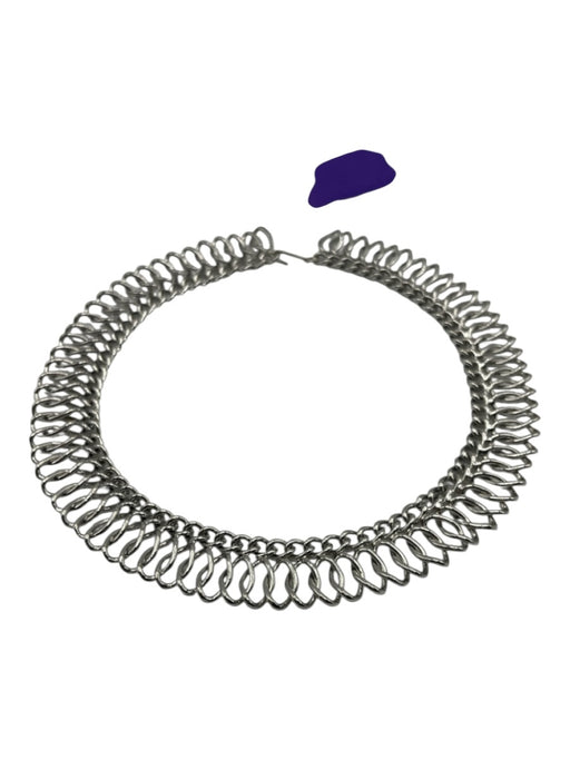 Silver Silver Tone Metal Woven Lattice Hook & Eye Choker Necklace Silver