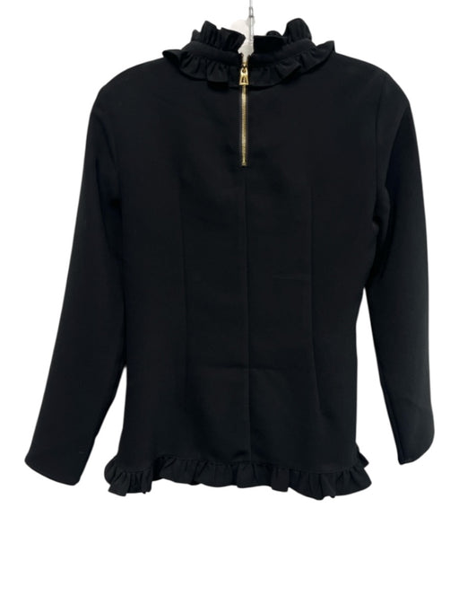 STS Sail to Sable Size XS Black Polyester Ruffle Mock Collar Long Sleeve Top Black / XS