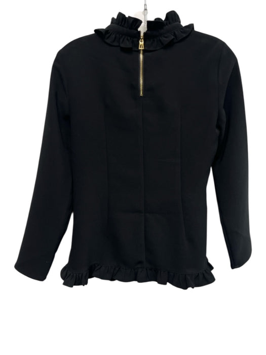 STS Sail to Sable Size XS Black Polyester Ruffle Mock Collar Long Sleeve Top Black / XS