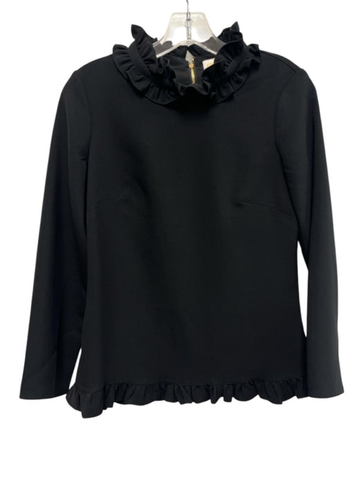 STS Sail to Sable Size XS Black Polyester Ruffle Mock Collar Long Sleeve Top Black / XS