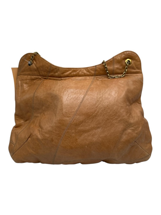 Maison Mayle Camel Brown Leather Stitch Detail Magnetic Flap Chain Strap Bag Camel Brown / S