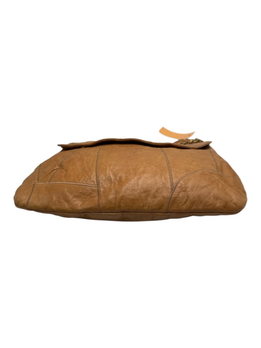 Maison Mayle Camel Brown Leather Stitch Detail Magnetic Flap Chain Strap Bag Camel Brown / S