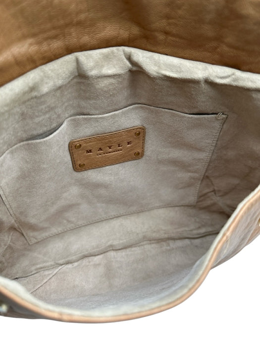 Maison Mayle Camel Brown Leather Stitch Detail Magnetic Flap Chain Strap Bag Camel Brown / S