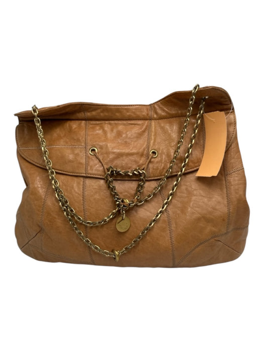 Maison Mayle Camel Brown Leather Stitch Detail Magnetic Flap Chain Strap Bag Camel Brown / S
