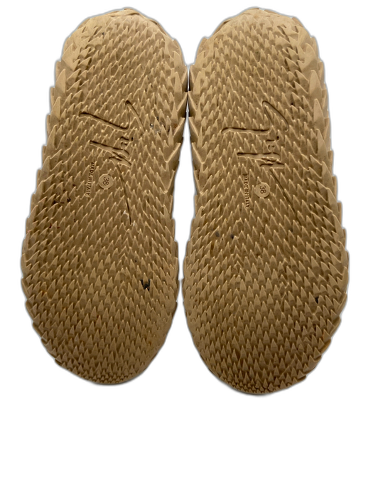 Giuseppe Collection Shoe Size 38 Beige Leather Lace Up Mesh Upper Sneakers Beige / 38