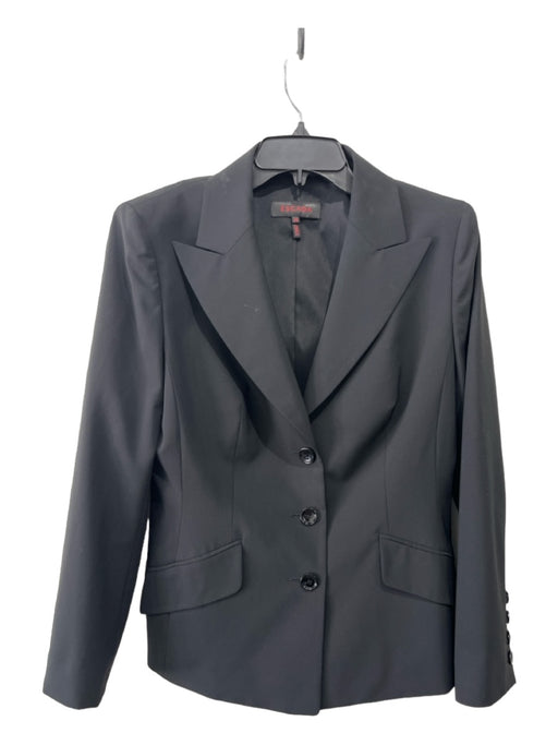 Escada Size 42/12 Black Virgin Wool Three Button Flap Pockets Blazer Jacket Black / 42/12