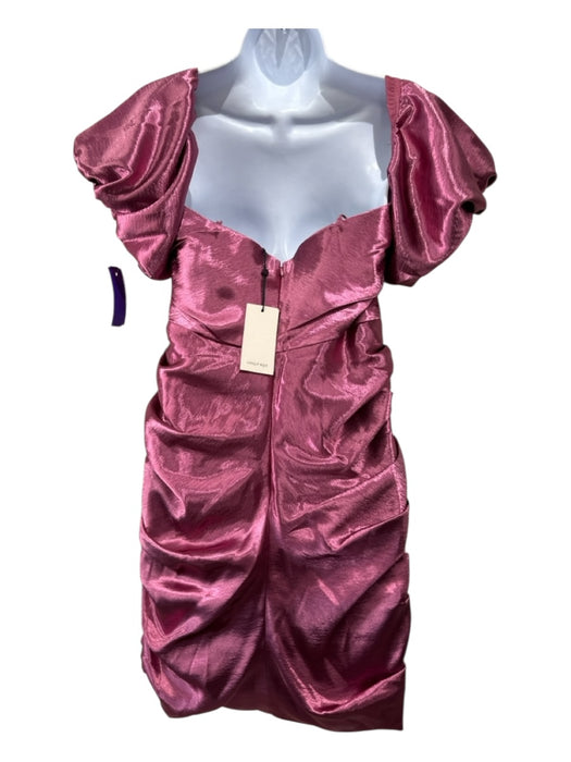 5a7 Cinq a Sept Pink Polyester Satin Ruched Puff Shoulder Dress Pink