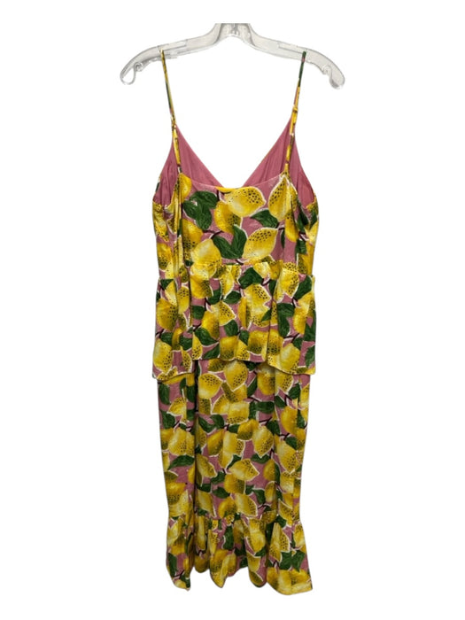 Farm Rio Size L Yellow & Multi Rayon & Linen Adjustable Spaghetti Straps Dress Yellow & Multi / L