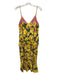 Farm Rio Size L Yellow & Multi Rayon & Linen Adjustable Spaghetti Straps Dress Yellow & Multi / L