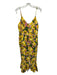 Farm Rio Size L Yellow & Multi Rayon & Linen Adjustable Spaghetti Straps Dress Yellow & Multi / L