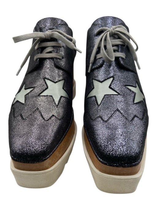 Stella McCartney Shoe Size 10.5 Silver & Multi Leather Platform Shimmer Shoes Silver & Multi / 10.5