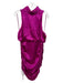 Cinq a Sept Size 14 Magenta Silk Sleeveless Rouched Mock Collar Dress Magenta / 14