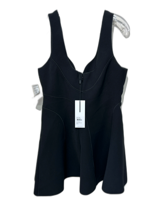 Acler Size 12 Black Polyester Sleeveless Piping Mini Flare Dress Black / 12