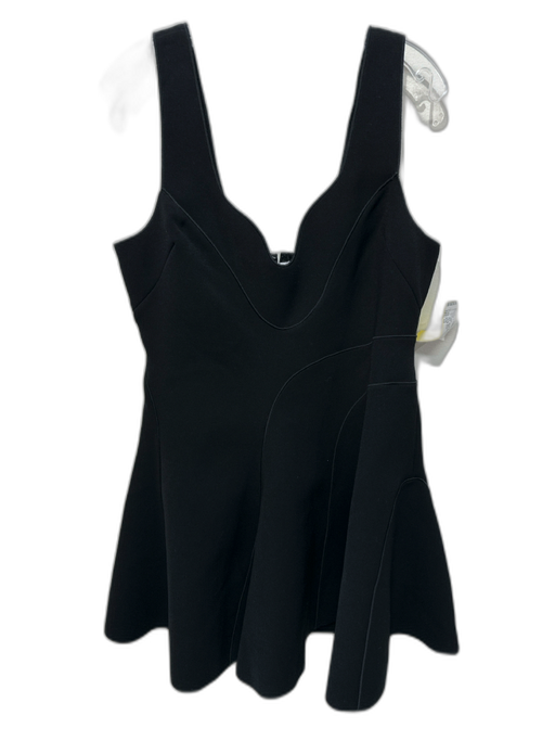 Acler Size 12 Black Polyester Sleeveless Piping Mini Flare Dress Black / 12