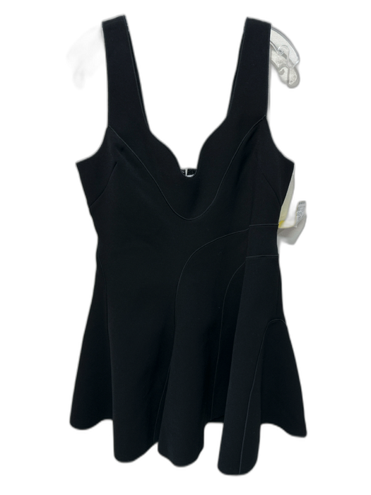 Acler Size 12 Black Polyester Sleeveless Piping Mini Flare Dress Black / 12