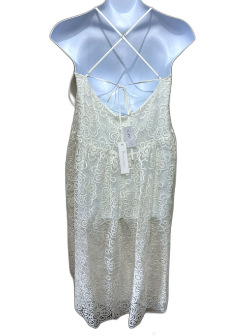 Jonathan Simkhai Size 12 Cream White Polyester Spaghetti Strap Tie Back Dress Cream White / 12