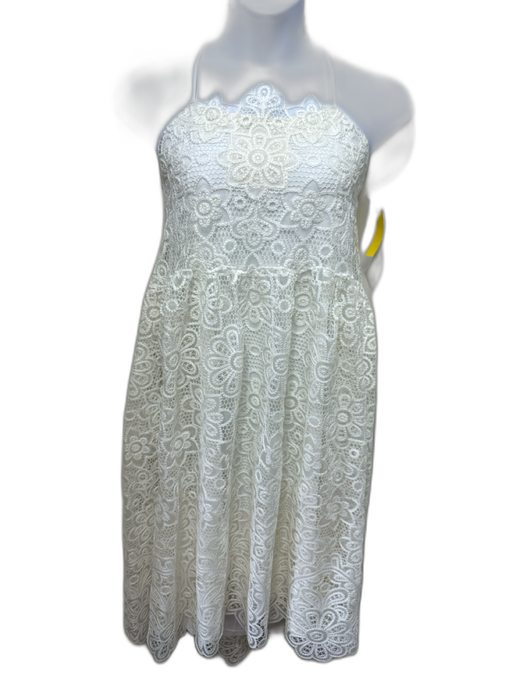 Jonathan Simkhai Size 12 Cream White Polyester Spaghetti Strap Tie Back Dress Cream White / 12
