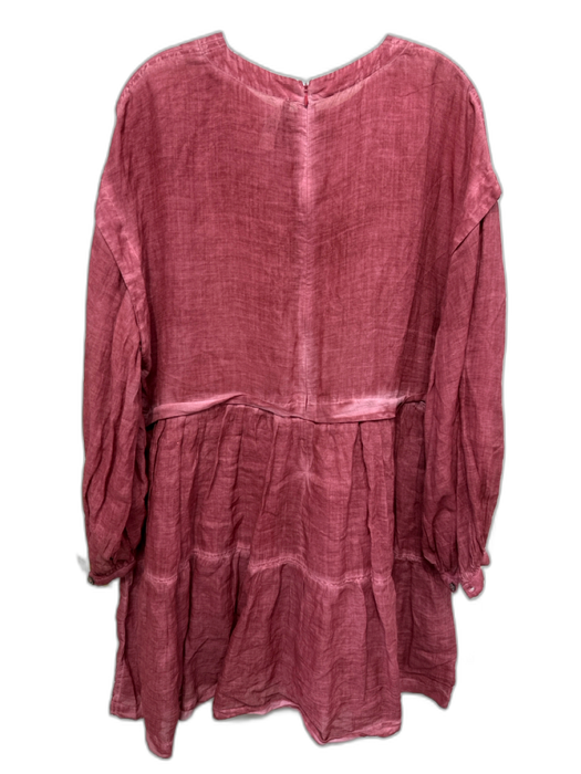 Sea New York Size Medium Faded Red Cotton Long puff sleeve Tie Dye Tiered Dress Faded Red / Medium