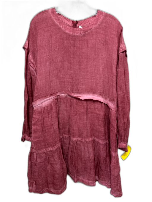 Sea New York Size Medium Faded Red Cotton Long puff sleeve Tie Dye Tiered Dress Faded Red / Medium