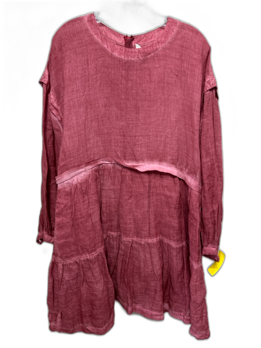 Sea New York Size Medium Faded Red Cotton Long puff sleeve Tie Dye Tiered Dress Faded Red / Medium