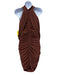 LBV Size 12 Brown Polyester Sleeveless Draped Front keyhole Ruched Dress Brown / 12