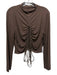 ASTR The Label Size XL Brown Rayon Blend Long Sleeve Ruched Front Tie Top Brown / XL