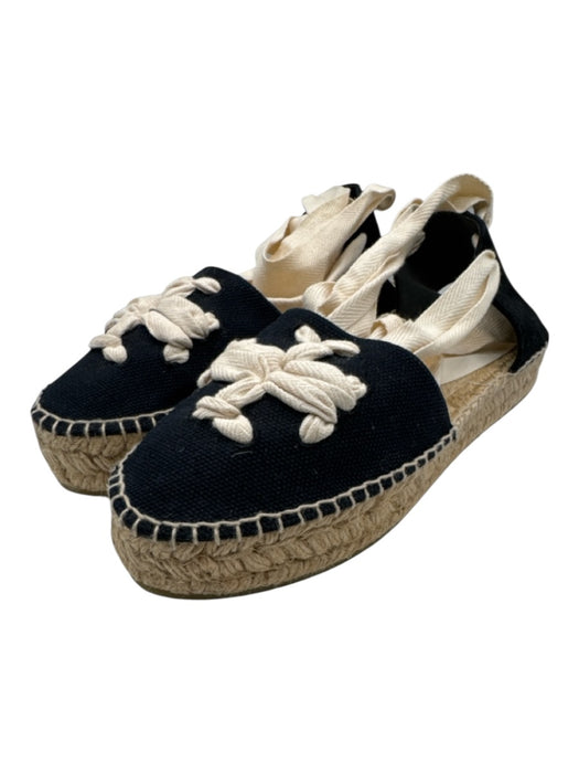 Tory Burch Shoe Size 11 Navy & white Canvas & Jute Closed toe Logo Espadrille Navy & white / 11