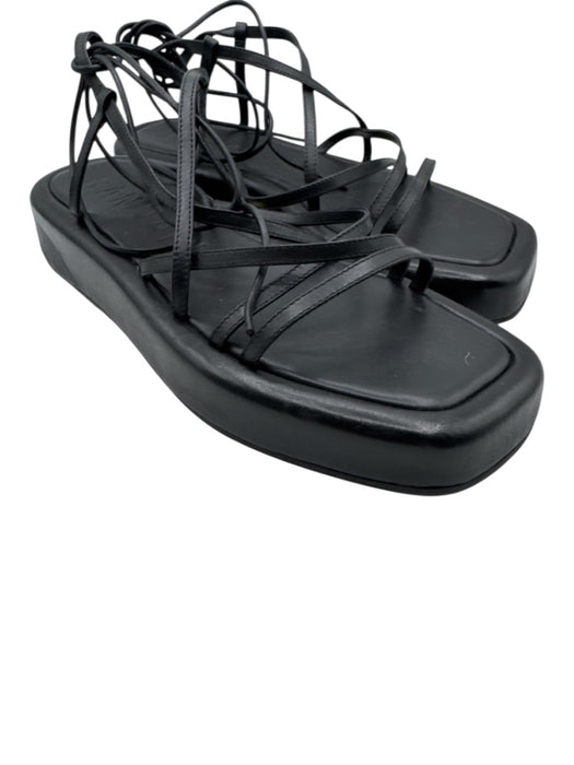 Loeffler Randall Shoe Size 11 Black Leather Upper Square Toe Strappy Sandals Black / 11