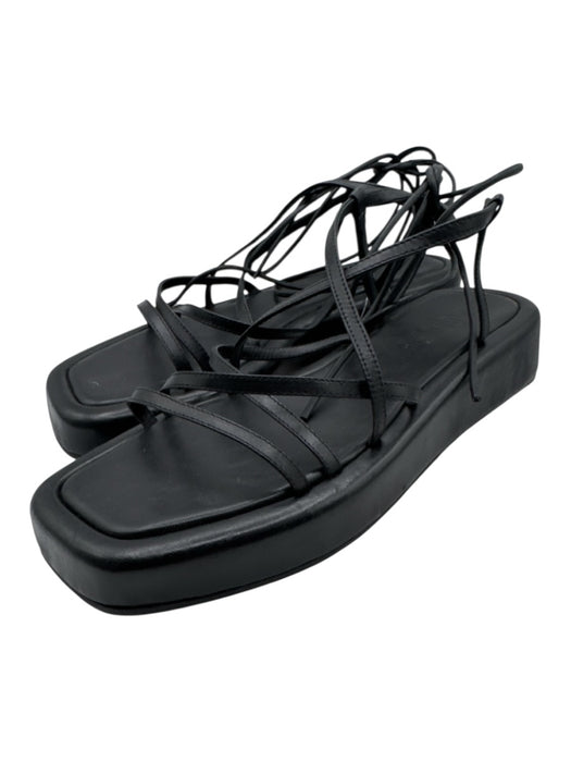 Loeffler Randall Shoe Size 11 Black Leather Upper Square Toe Strappy Sandals Black / 11