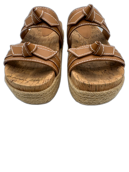 Alexandre Birman Shoe Size 41 Brown & Beige Leather & Cork Espadrille Sandals Brown & Beige / 41