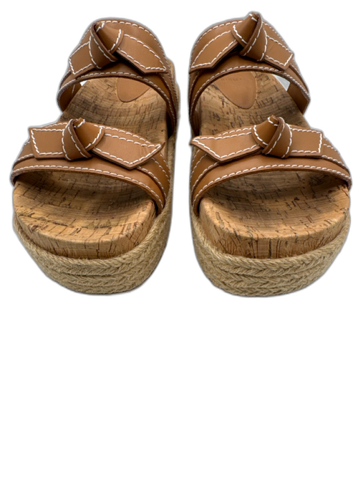 Alexandre Birman Shoe Size 41 Brown & Beige Leather & Cork Espadrille Sandals Brown & Beige / 41