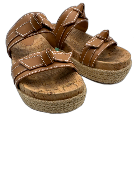 Alexandre Birman Shoe Size 41 Brown & Beige Leather & Cork Espadrille Sandals Brown & Beige / 41