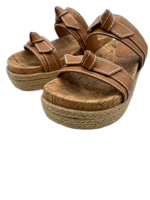 Alexandre Birman Shoe Size 41 Brown & Beige Leather & Cork Espadrille Sandals Brown & Beige / 41