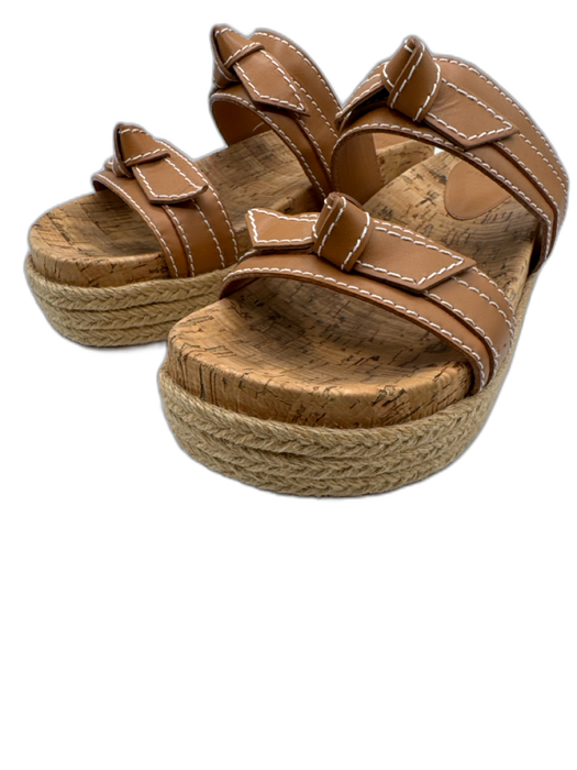 Alexandre Birman Shoe Size 41 Brown & Beige Leather & Cork Espadrille Sandals Brown & Beige / 41