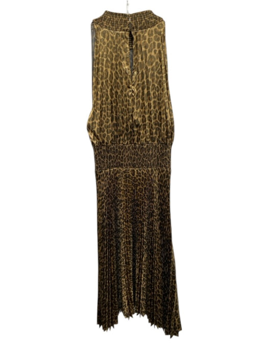 A.L.C. Size 12 Shimmer Polyester Elastic Waist Leopard Mock Neck Dress Shimmer / 12