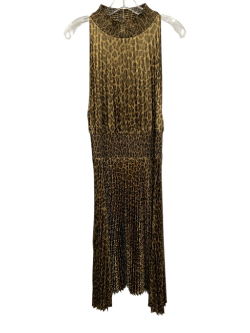 A.L.C. Size 12 Shimmer Polyester Elastic Waist Leopard Mock Neck Dress Shimmer / 12