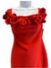 Jessica Bara Size Large Red Polyester Ribbed Mini Rose Accent Dress Red / Large