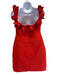 Jessica Bara Size Large Red Polyester Ribbed Mini Rose Accent Dress Red / Large
