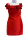 Jessica Bara Size Large Red Polyester Ribbed Mini Rose Accent Dress Red / Large