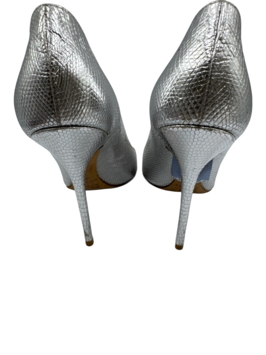 Christian Dior Shoe Size 41 Silver Embossed Leather Pointed Toe Stiletto Pumps Silver / 41