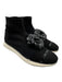 Chanel Shoe Size 41 Black & White Synthetic Knit Floral Applique Sock Sneakers Black & White / 41