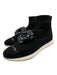 Chanel Shoe Size 41 Black & White Synthetic Knit Floral Applique Sock Sneakers Black & White / 41