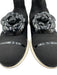 Chanel Shoe Size 41 Black & White Synthetic Knit Floral Applique Sock Sneakers Black & White / 41