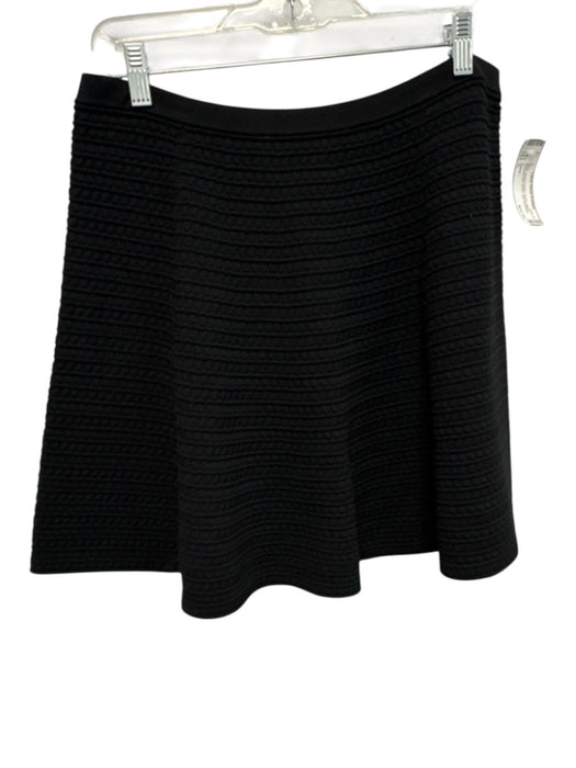 Theory Size L Black Viscose Blend Elastic Waist Textured Knit Skater Mini Skirt Black / L