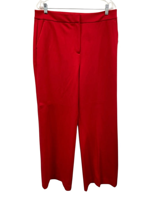 Boden Size 12 Red Viscose Blend High Rise Trouser Hook & Zip Fly Wide Leg Pants Red / 12