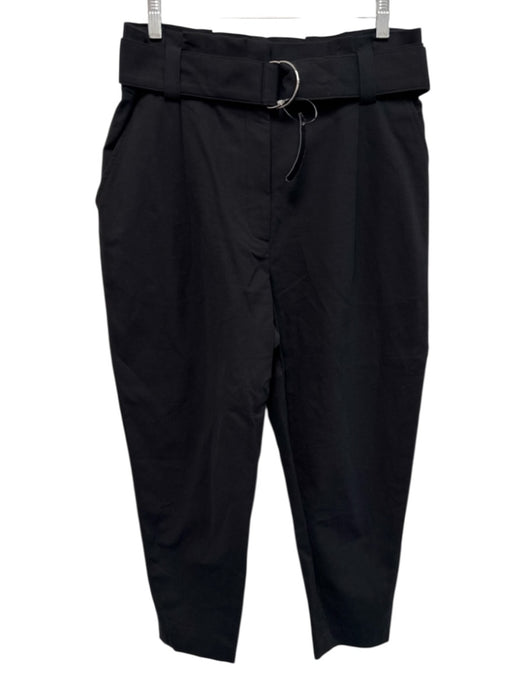 A.L.C. Size 12 Black Cotton Blend Paper Bag Waist High Rise Hook & Zip Fly Pants Black / 12