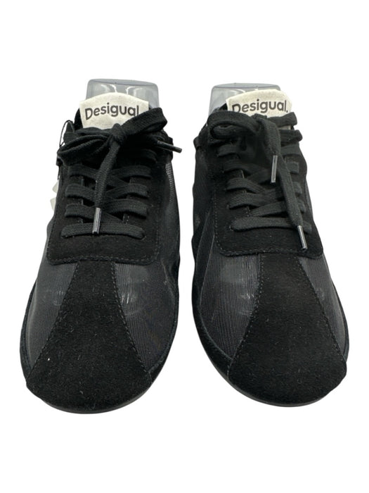 Desigual Shoe Size 9 Black Leather & Textile Upper Mesh Side Panel Sneakers Black / 9